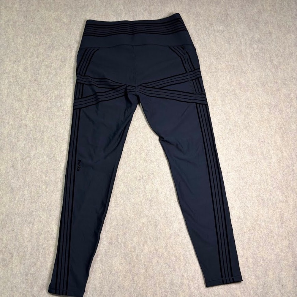 Fanka PowerBand Resistance Leggings Women 16 Black Recycled High Waist Athletic - Picture 3 of 8